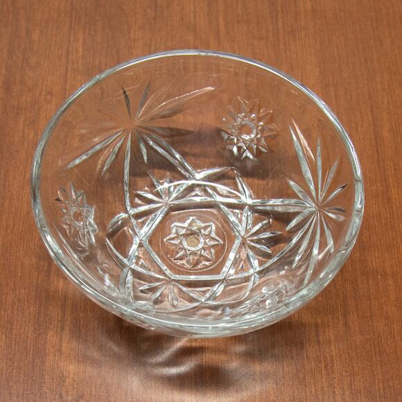 Small Dish Vintage ANCOR HOCKING Star of David Prescut Glass Candy Dish Dip Bowl - Picture 3 of 4
